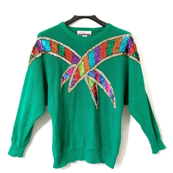 Diana Marco Sweaters - Vintage 1980's Sequin Long Sleeve Sweater